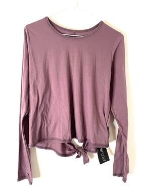 Onzie NWT Purple Tie Back Long Sleeve Open Back Yoga Top